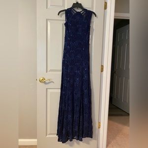 R&M Richard’s gown from Dillards in navy